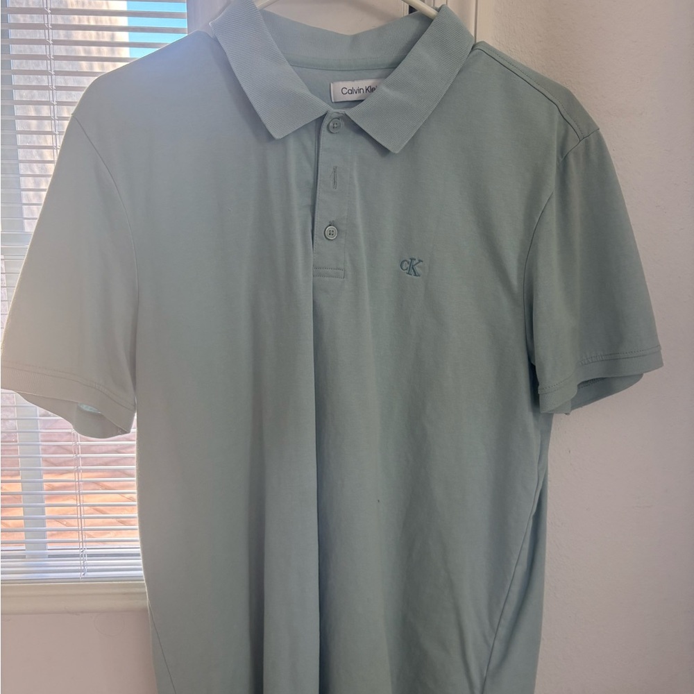 Calvin Klein Men's Soft Blue Polo Shirt